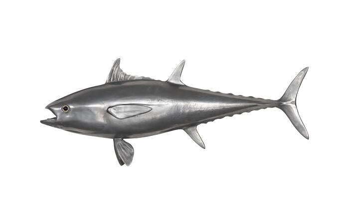 Bluefin Tuna Fish Wall Sculpture, Resin — One Size, Polished Aluminum Finish