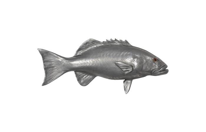 Coral Trout Fish Wall Sculpture, Resin — One Size, Polished Aluminum Finish