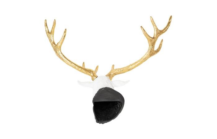 Stag Deer Head, White, Gold Leaf — view 5