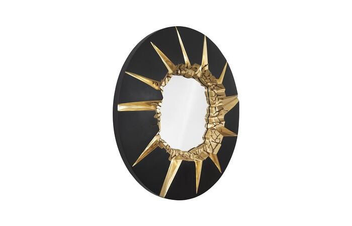 Circular Cracked Mirror, Black &amp; Gold — view 2