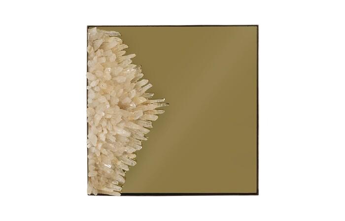Aura Crystal Mirror, Brass Frame, Square, Left — One Size, Brass Frame