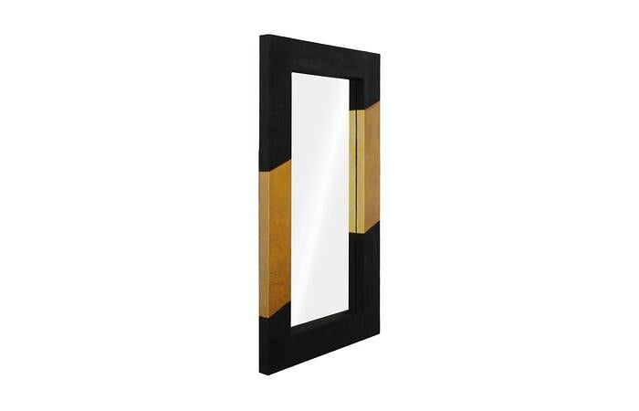 Scorched Mirror, Rectangle, Black and Gold Leaf — view 2