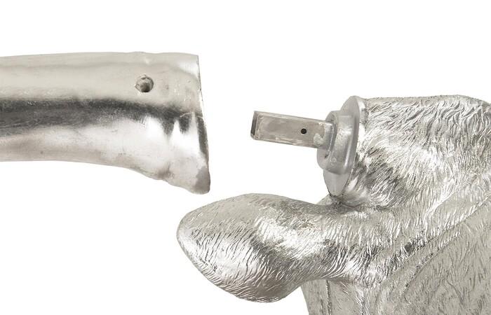 Longhorn Bull Wall Art, Resin, Silver Leaf — view 4
