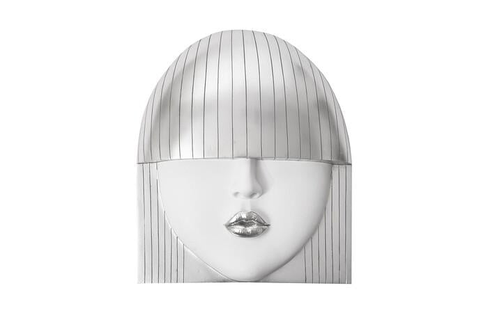 Fashion Faces Wall Art, Kiss — Large, White and Silver Leaf
