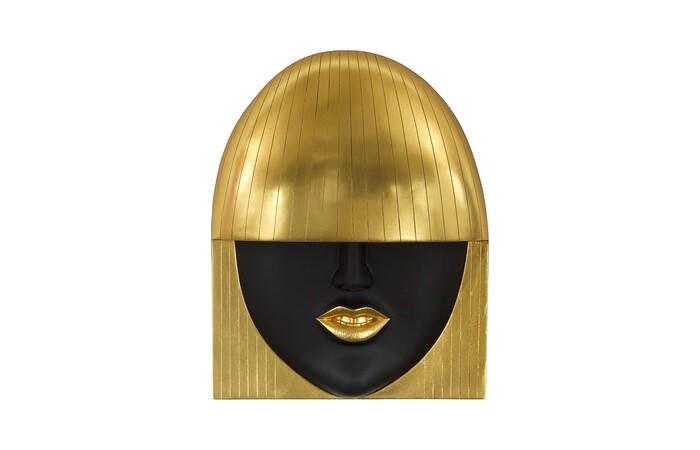 Fashion Faces Wall Art, Smile — Large, Black and Gold Leaf