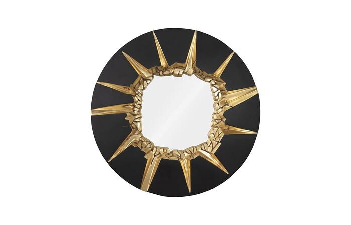 Circular Cracked Mirror, Black &amp; Gold — One Size, Black &amp; Gold
