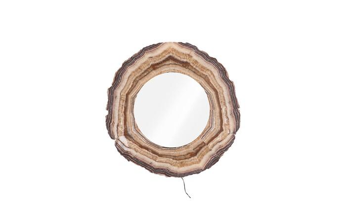 Onyx Mirror, Serpentine Beige — 28x5x28"h, As Shown