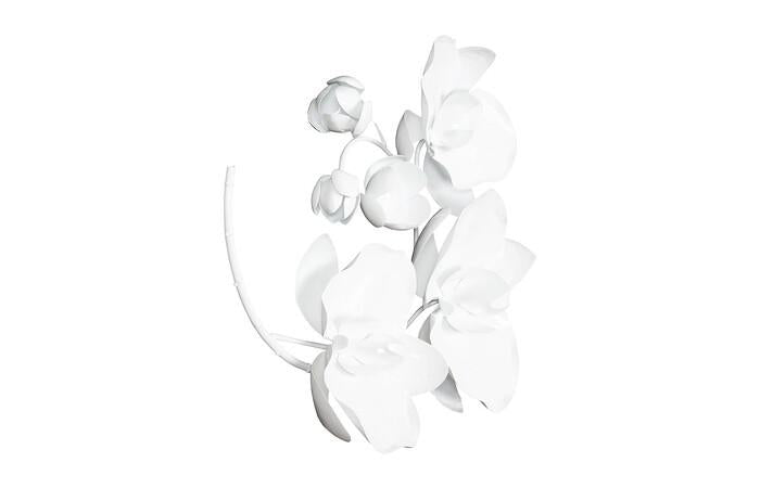 Orchid Sprig Wall Art, Small, Metal, White — view 2