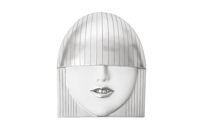 Fashion Faces Wall Art, Smile — Large, White and Silver Leaf