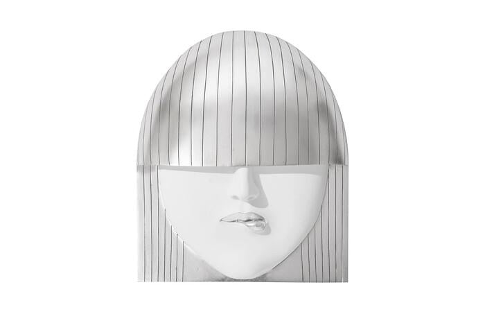 Fashion Faces Wall Art, Pout — Large, White and Silver Leaf