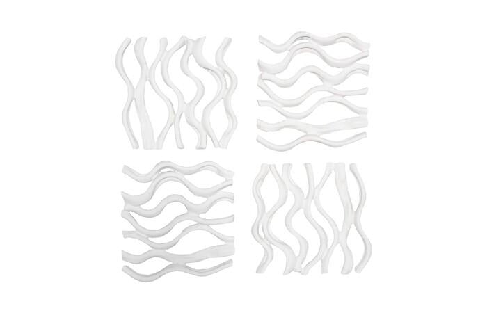 Vine Wall Tile, Matte White, Set of 4 — One Size, Matte White