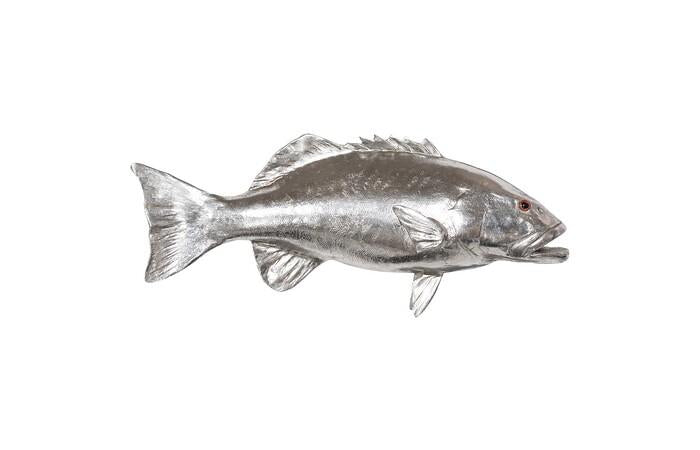 Coral Trout Fish Wall Sculpture, Resin — One Size, Silver Leaf