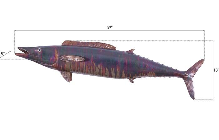 Wahoo Fish Wall Sculpture, Resin, Copper Patina Finish — view 4