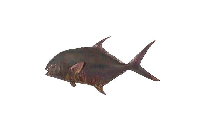 Permit Fish Wall Sculpture, Resin — One Size, Copper Patina Finish