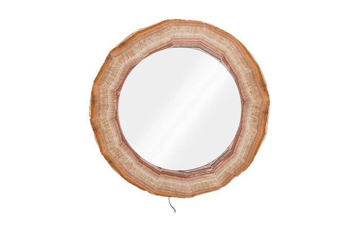 Onyx Mirror, Serpentine Beige — 39x5x39"h, As Shown