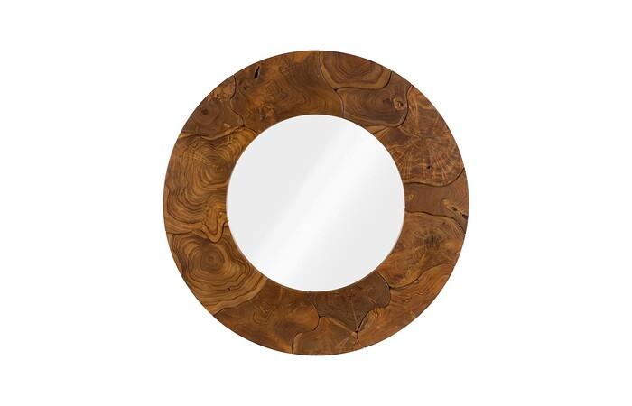 Teak Slice Round Mirror — One Size, As Shown
