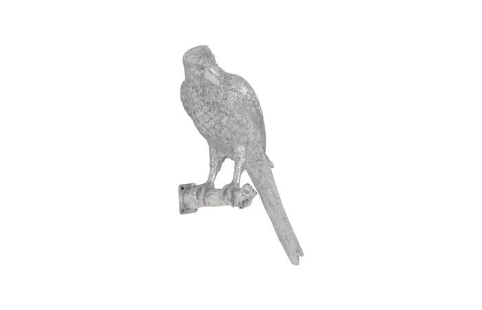 Parrot Looking Left Wall Art, Resin, Silver Leaf — view 2