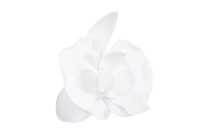 Orchid Flower Wall Decor, White, Metal — view 2