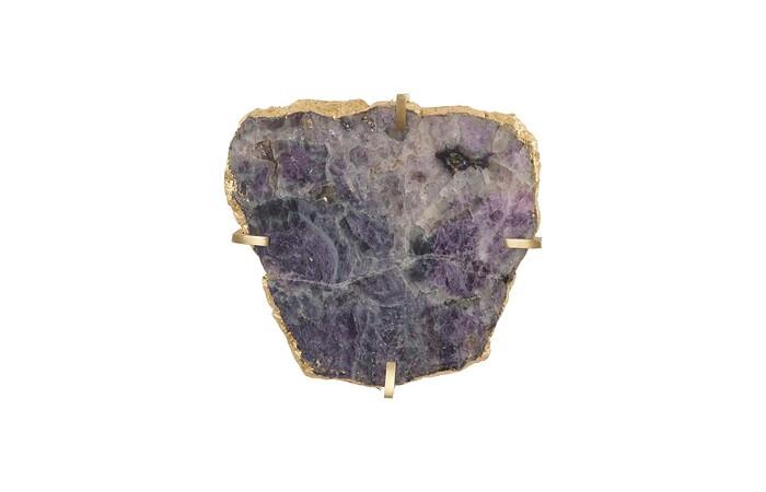 Gem Wall Tile in Brass Setting, Purple Quartz — One Size, As Shown