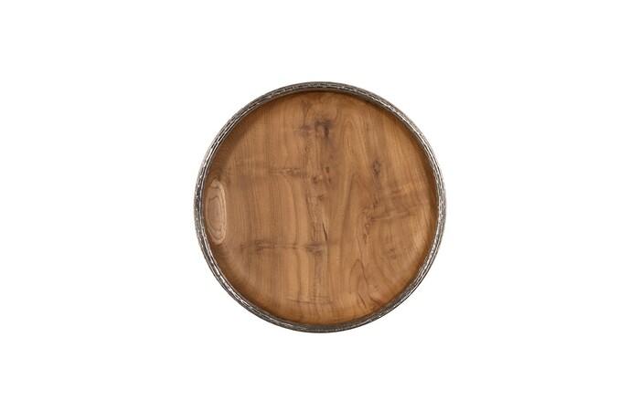 Teak Wood Bowl Wall Art, Metallurgy Edge — XL, As Shown