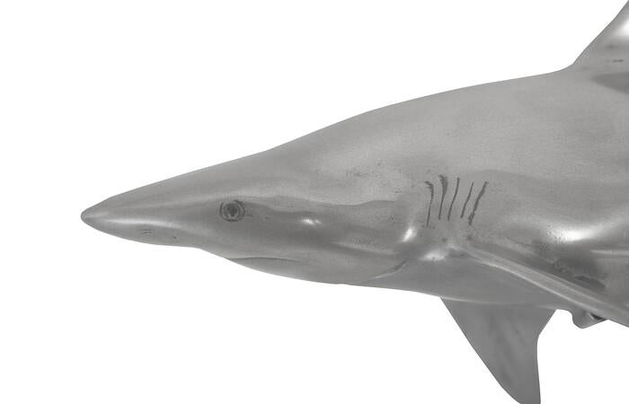 Whaler Shark Fish Wall Sculpture, Resin, Polished Aluminum Finish — view 4
