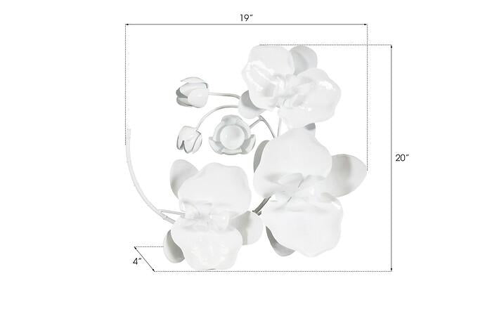 Orchid Sprig Wall Art, Small, Metal, White — view 3