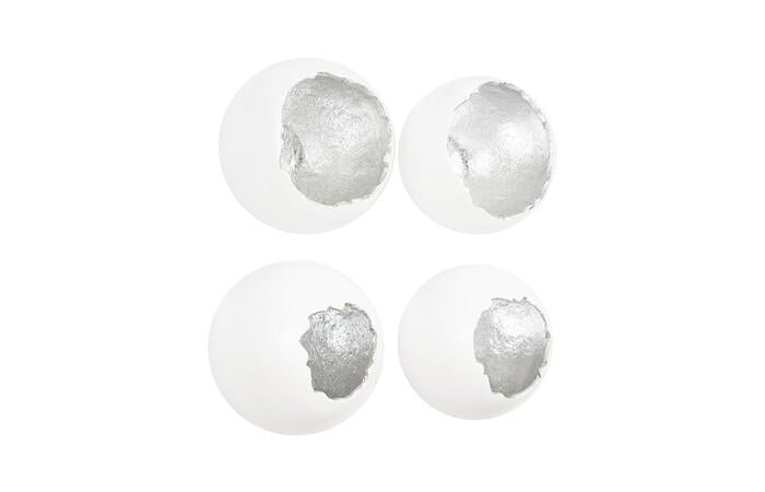 Broken Egg Wall Art, Set of 4 — One Size, White and Silver Leaf