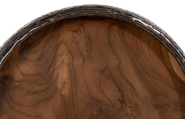Teak Wood Bowl Wall Art, Metallurgy Edge — view 13