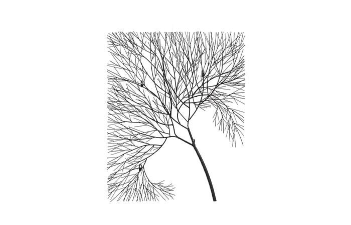 Wire Tree Wall Art, Rectangular, Metal, Black — One Size, Black
