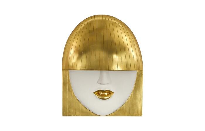 Fashion Faces Wall Art, Smile — Large, White and Gold Leaf