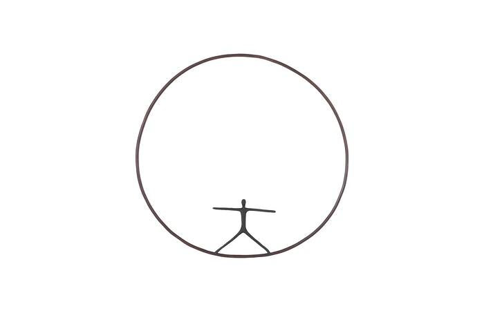 Olympic Figure in Iron Ring, Black, Rust, Style B — One Size, Black / Rust