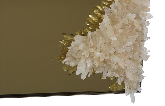 Aura Crystal Mirror, Brass Frame, Square, Right — view 3
