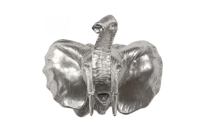 Elephant Wall Art, Resin, Silver Leaf — view 2