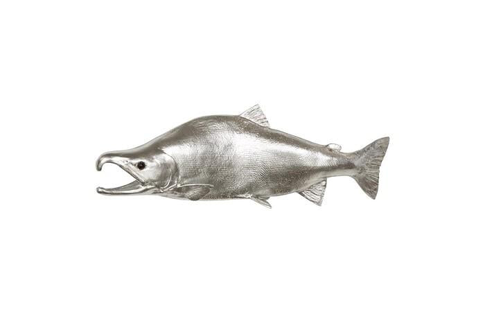 Sockeye Salmon Fish Wall Sculpture, Resin, Silver Leaf — One Size, Silver Leaf