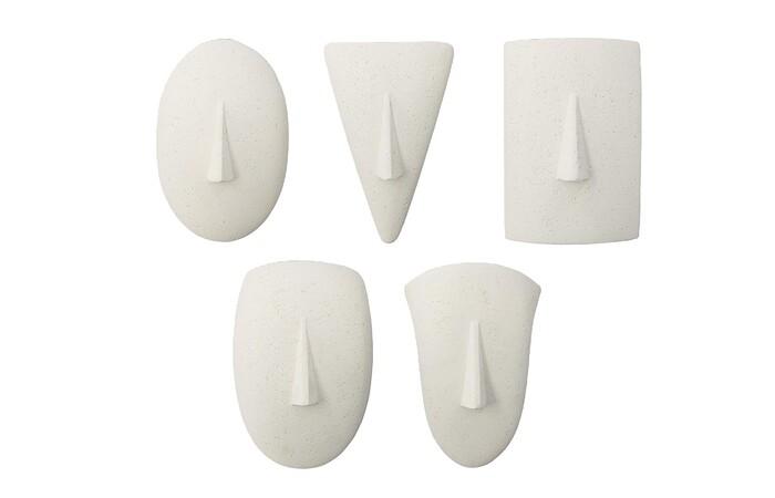 Geometric Cycladic Wall Art, Set of 5, White Stone — One Size, White Stone