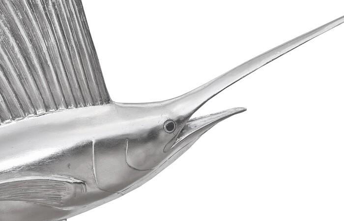 Sail Fish Wall Sculpture, Resin, Silver Leaf — view 3