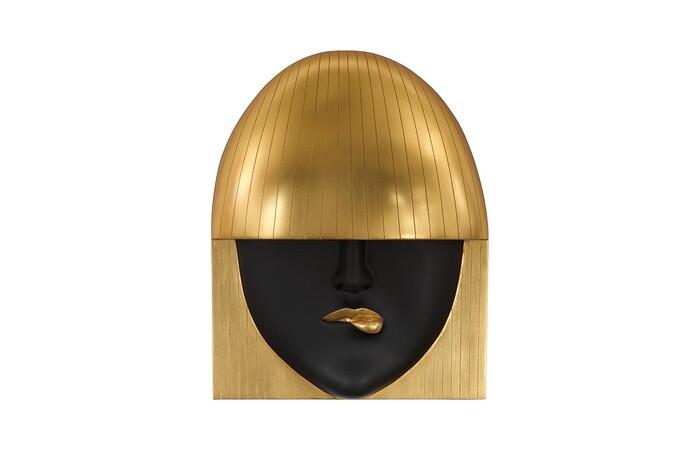 Fashion Faces Wall Art, Pout — Large, Black and Gold Leaf