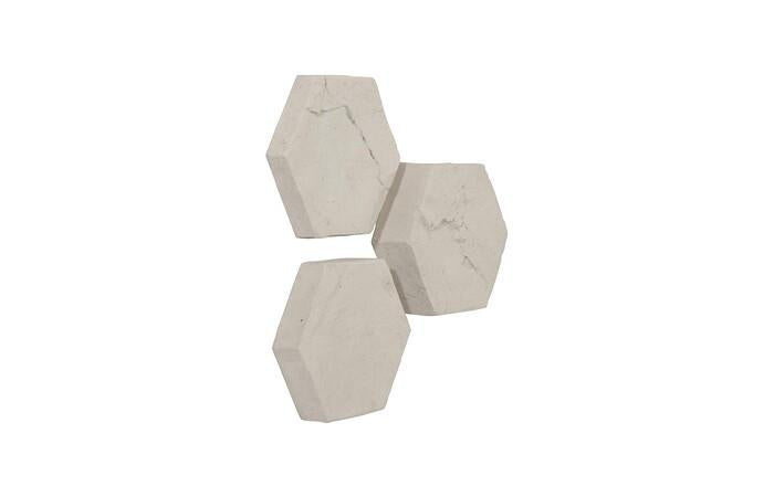 Hexagon Wall Tiles, Set of 3, Roman Stone — view 2