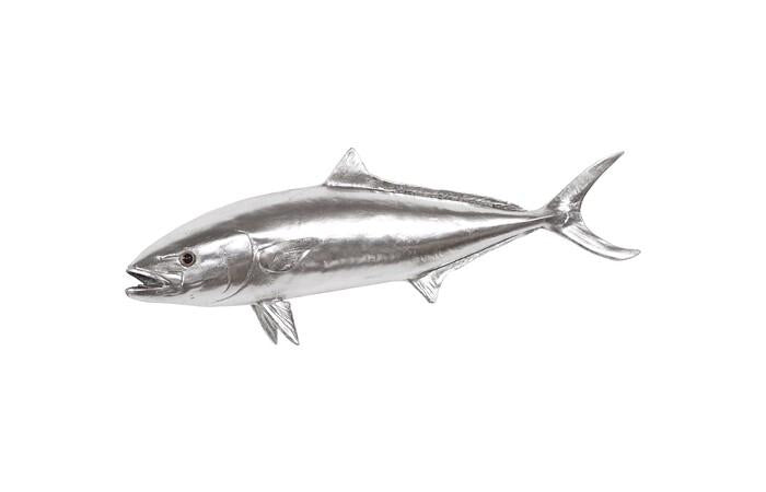 Yellow Tailed King Fish Wall Sculpture, Resin — One Size, Silver Leaf