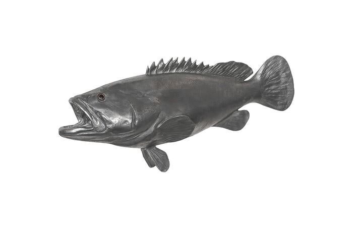 Estuary Cod Fish Wall Sculpture, Resin — One Size, Polished Aluminum Finish