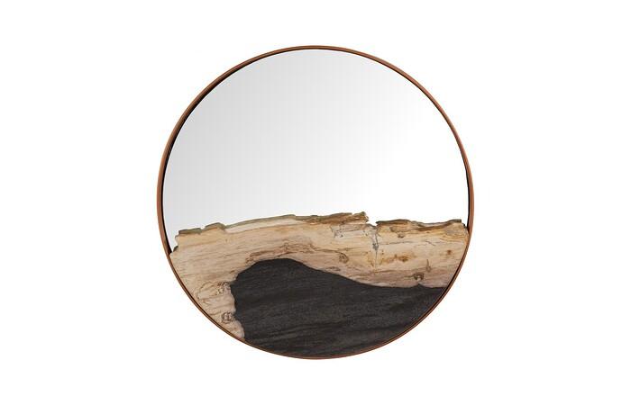Petrified Slice Mirror — Small, Copper Frame