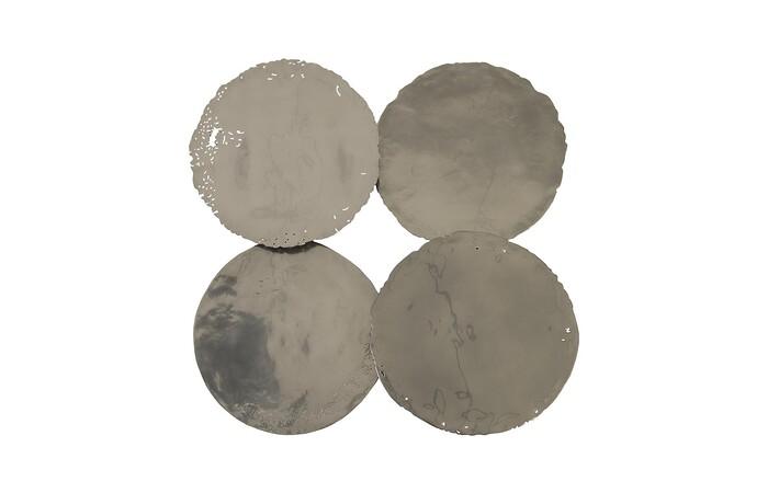 Cast Oil Drum Wall Discs, Set of 4 — One Size, Liquid Silver