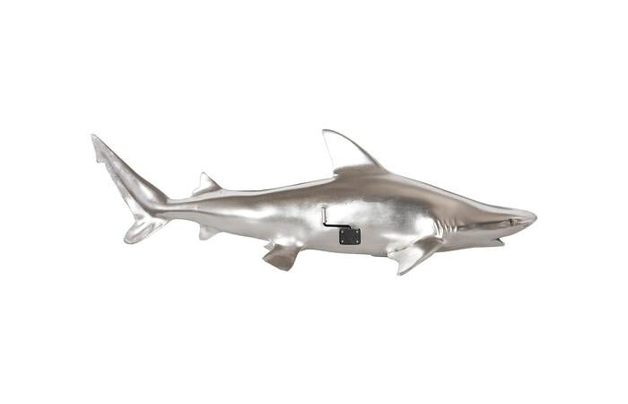 Black Tip Reef Shark Wall Sculpture, Resin, Silver Leaf — view 3