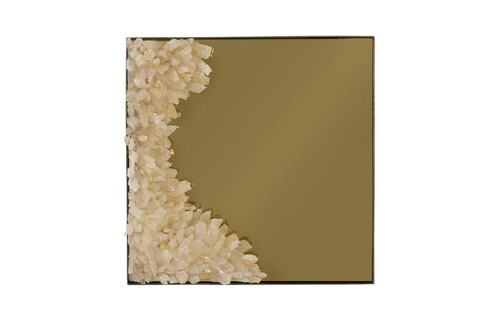 Aura Crystal Mirror, Brass Frame, Square, Concave Left — One Size, Brass Frame