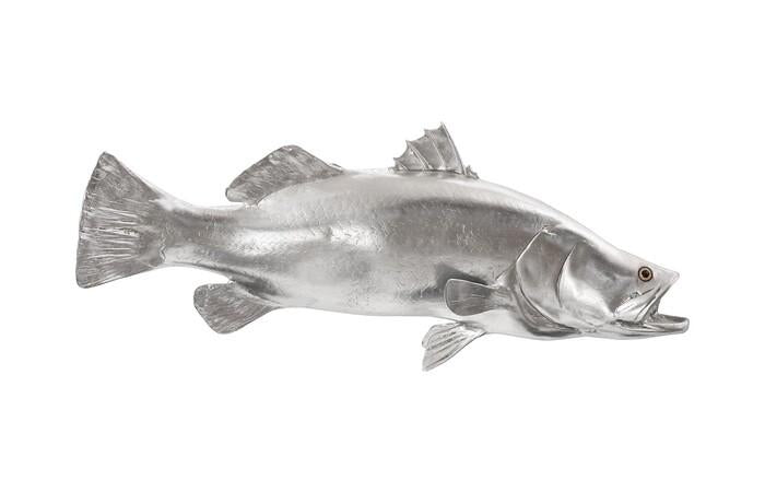 Barramundi Fish Wall Sculpture, Resin, Silver Leaf — One Size, Silver Leaf