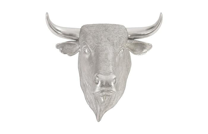 Spanish Fighting Bull Wall Art, Resin, Silver Leaf — One Size, Silver Leaf