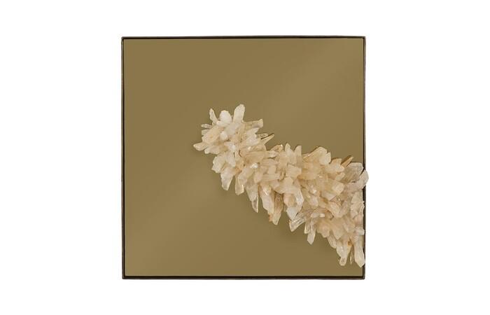 Aura Crystal Mirror, Brass Frame, Square, Peninsula — One Size, Brass Frame