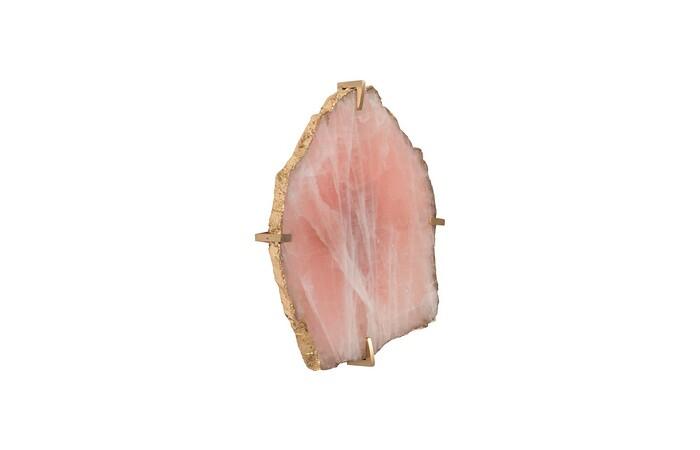 Gem Wall Tile in Brass Setting, Rose Quartz — view 2