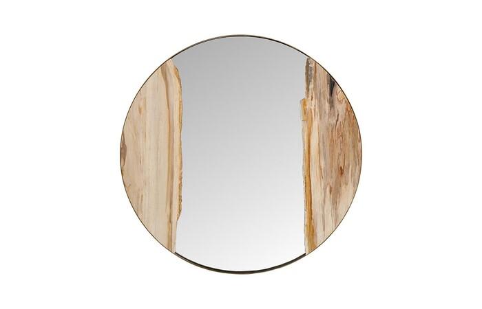 Petrified River Mirror — Large, Brass Frame