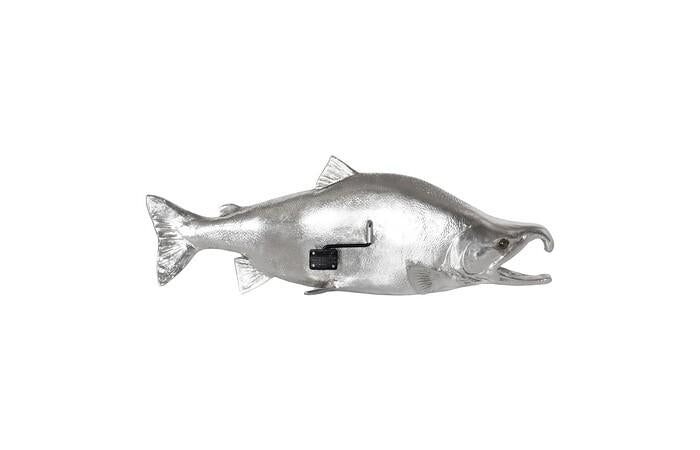 Sockeye Salmon Fish Wall Sculpture, Resin, Silver Leaf — view 4